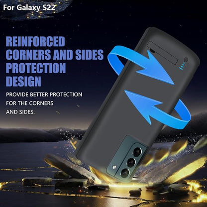[New Version Battery Case for Samsung Galaxy S22, 4800mAh Rechargeable Extended Battery Charging Charger Case, Add 100% Extra Juice (6.1 Inches) Black