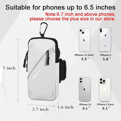 Prime Comfort Phone Holder, Small Crossbody Shoulder Holsters Bag with Arm Band, Fits iPhone and Android, Use for Running, Walking, Hiking & Biking (6.7 Inches, Grayish White)