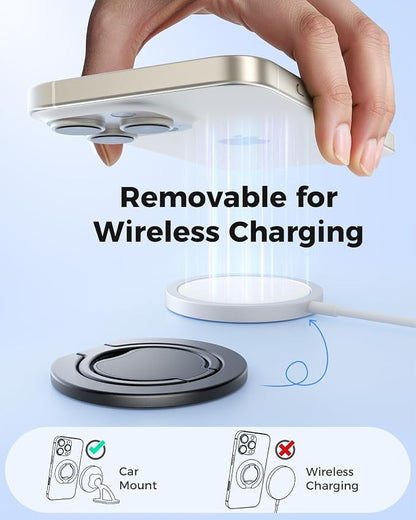 SUPERONE【Upgraded】 Ultra-Thin Magnetic Phone Grip for MagSafe Ring Holder, Removable Gym Dual-Sided Magnets MagSafe Kickstand for iPhone 17/16/15/14/13/12 & All Smartphones, Fit Magnetic Car Mount