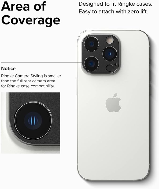 Ringke Camera Styling [Stylish Aluminum Frame] Compatible with iPhone 14 Pro Max Camera Lens Protector and iPhone 14 Pro Camera Lens Protector, Protective Metal Cover - Black