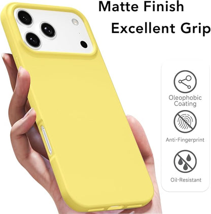 for iPhone 17 Pro Max Case Silicone Compatible with Magsafe Case, Ultra Slim Thin Magnetic Phone Cases Mag Safe, Cute Soft Rubber Gel TPU Matte Plain Wireless Charging Cover for Women, Yellow