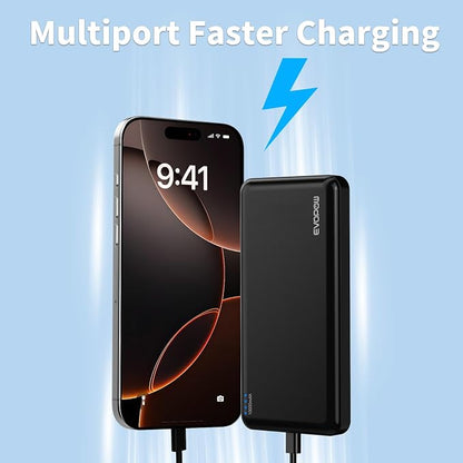 2 Pack Portable Charger, Slimmer 10000mAh Power Bank, USB C in&Out Fast Charging Battery Pack, Portable Power Bank for iPhone 16 15 14 13 12 Tablet Samsung S23 S22 Pixel and Heated Vest (Black)