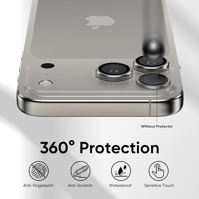 FLOLAB NanoArmour Anti-Reflective for iPhone 17 Pro Max/iPhone 17 Pro Camera Lens Protector - Durable Tempered Glass with Aluminum Ring, TruColors, Ultra Clear, Easy Install - Grey