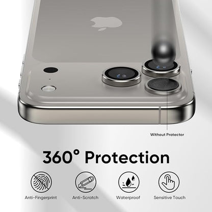 FLOLAB NanoArmour Anti-Reflective for iPhone 17 Pro Max/iPhone 17 Pro Camera Lens Protector - Durable Tempered Glass with Aluminum Ring, TruColors, Ultra Clear, Easy Install - Grey