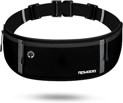 Running Belt for Men, Fanny Pack for Women, Waterproof Phone Holder for Running Workout Plus Size Adjustable Running Waist Belt Bag for iPhone 16 15 14 13 Pro Max Samsung Galaxy Note Pure Black