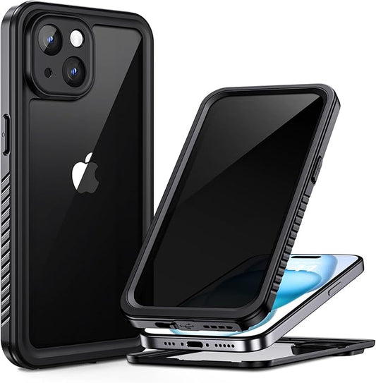 Lanhiem for iPhone 15 Privacy Case, Waterproof Dustproof Shockproof Cases for iPhone 15 with Privacy Screen Protector, Full Body Heavy Duty Protective Cover for iPhone 15-6.1 inch (Black)