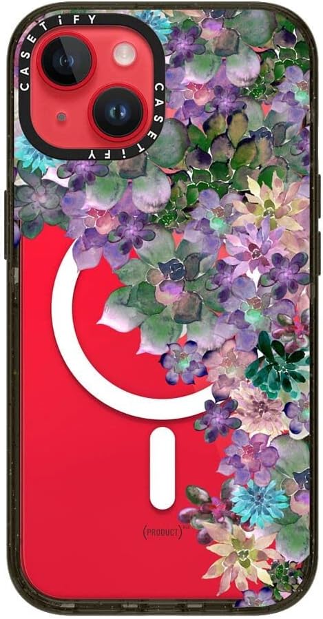 CASETiFY Impact iPhone 14 Case [4X Military Grade Drop Tested / 8.2ft Drop Protection/Compatible with Magsafe] - My Succulent Garden by Monika Strigel - Glossy Black