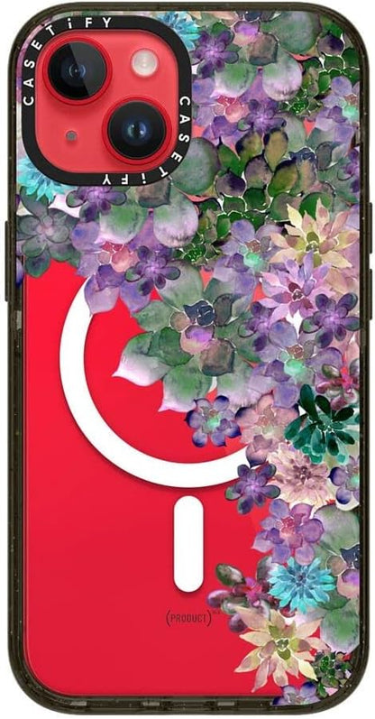 CASETiFY Impact iPhone 14 Case [4X Military Grade Drop Tested / 8.2ft Drop Protection/Compatible with Magsafe] - My Succulent Garden by Monika Strigel - Glossy Black