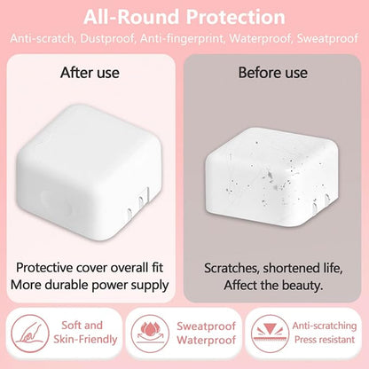 40W Dynamic (up to 60W) Soft Silicone Charger Protector Case for MacBook Air 13 13.6 15 inch M4 M3 M2 M1 Chip 2025-2018 Release, 40W Dynamic Power Adapter Sleeve Cover for iPhone 17/16 Pro/Max, White