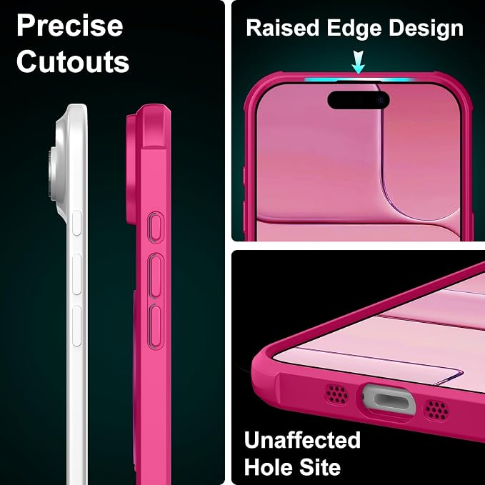360° Magnetic Swivel Ring for iPhone 17 air case, Built-in Metal Stand and Ring Holder, Magsafe Compatible, Military Grade Protection, Shockproof - Rose Pink