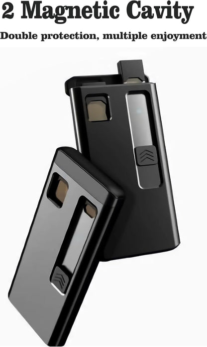 2 in 1 Charging Case with Magnetic Holder, Portable Charging Storage Device with Charging Cable,Storage Holder, USB Cable, 2 Magnetic Storage Spaces (Case only) Black