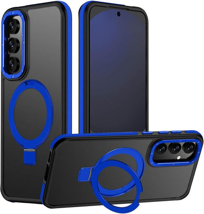 for Samsung Galaxy S24 FE Case, Magnetic Adjustable Ring Stand [Fit for Magsafe], [Military-Grade Shockproof Protection] Phone Case with Kickstand&Ring Holder (Blue)