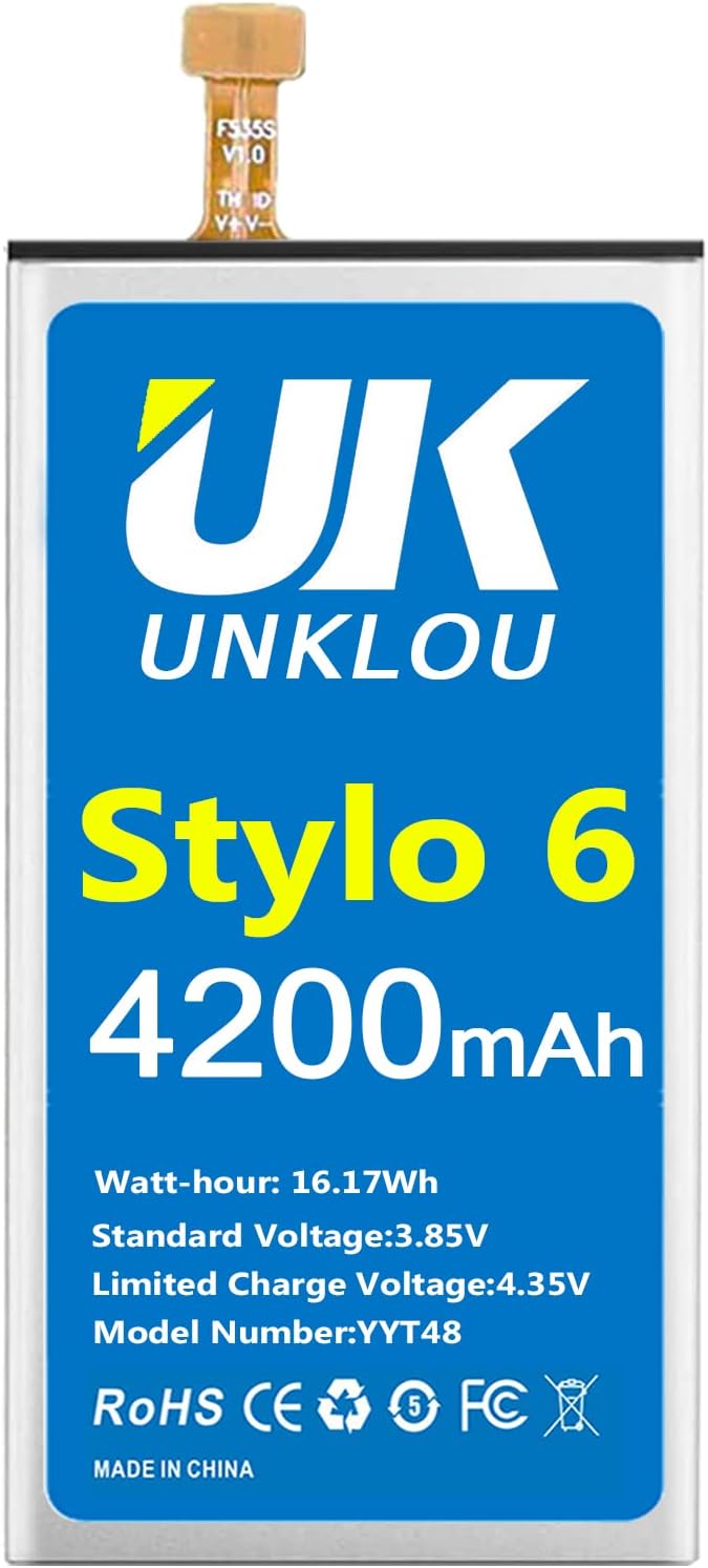 Battery for LG Stylo 6, [Upgraded] UNKLOU 4200mAh Li-Polymer Replacement Battery for LG Stylo 6 BL-T48 LM-Q730MM LGQ730MM with Repair Replacement Tool Kit [24 Month Service]