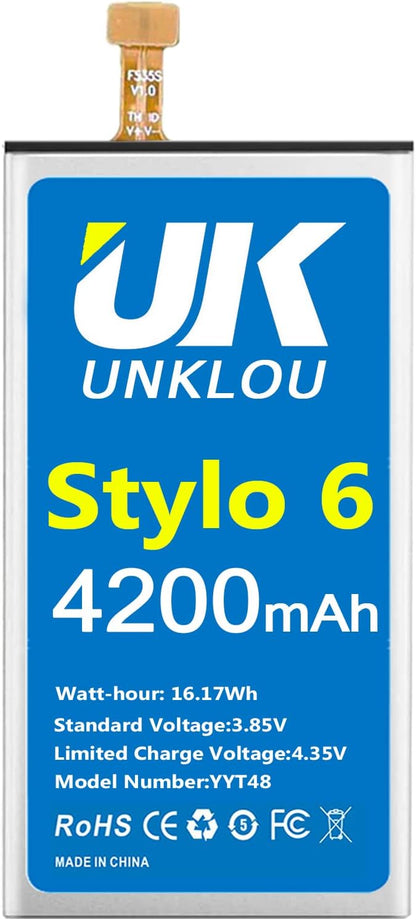 Battery for LG Stylo 6, [Upgraded] UNKLOU 4200mAh Li-Polymer Replacement Battery for LG Stylo 6 BL-T48 LM-Q730MM LGQ730MM with Repair Replacement Tool Kit [24 Month Service]