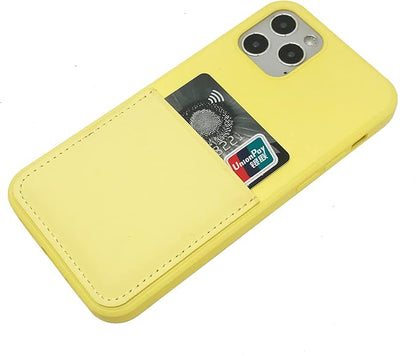 Ultra Slim Liquid Silicon Gel Case Compatible with iPhone 12,for iPhone 12 Pro 6.1 inch 2020 with Card Holder Sleeves Slot Anti-Scratch Shockproof Wallet Cover with Screen Protector(Yellow)
