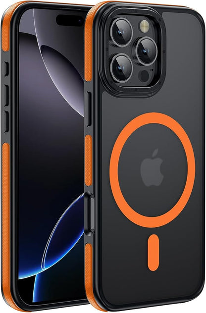 Strong Magnetic for iPhone 16 Pro Max case [10Ft Military-Grade Protection] Compatible with fit MagSafe Shockproof Slim Thin Cover case for iPhone 16 Pro Max 6.9 inch, Bumper Orange