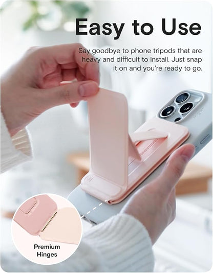 MOFT Phone Tripod Stand Selfie Stick for iPhone, Multi-Angles iPhone Stand, Lightweight & Portable Phone Holder, Strong Magnets, MOVAS Vegan Leather, Travel Essentials, Peony (Without Card Slot)