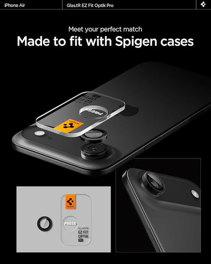 Spigen Camera Lens Screen Protector [GlasTR EZ Fit Optik Pro] Designed for iPhone Air [Case Friendly] - Black [2 Pack]
