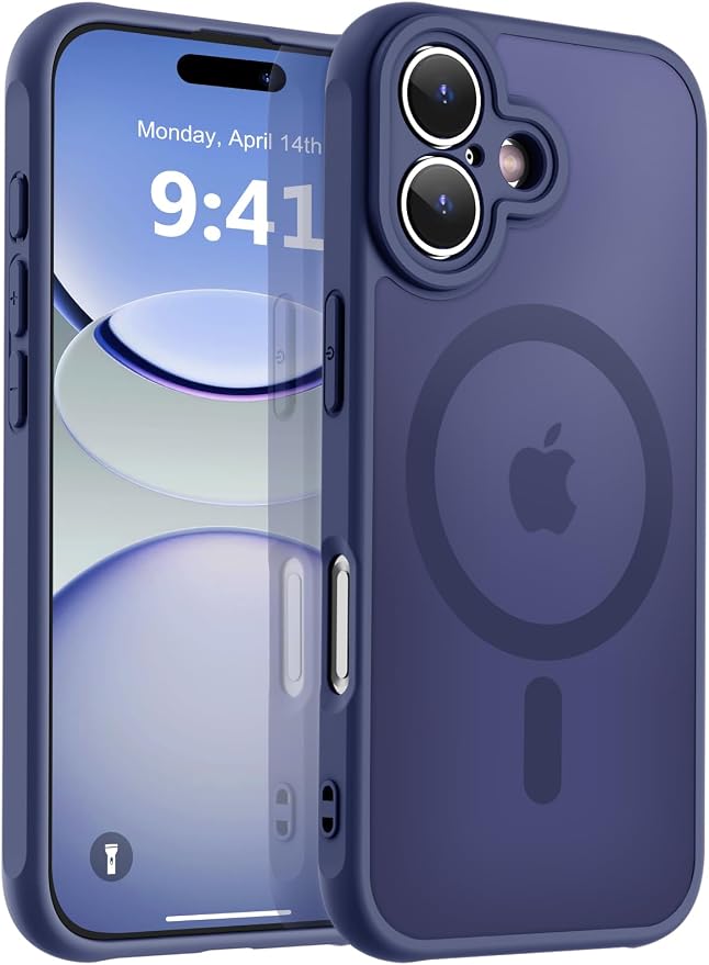 MOCCA Magnetic for iPhone 17 Case, (Compatible with Magsafe) (16FT Military Grade Protection) Full Camera Protection Anti-Fingerprint Slim Translucent Matte Phone Cover 6.3",Deep Blue