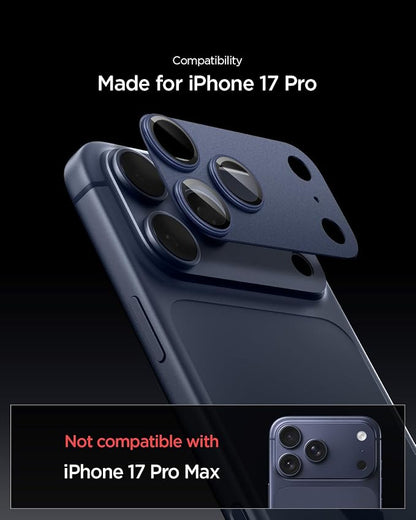 Spigen Camera Lens Screen Protector [GlasTR EZ Fit Optik Pro XL] Designed for iPhone 17 Pro [Case Friendly] - Deep Blue [1 Pack]