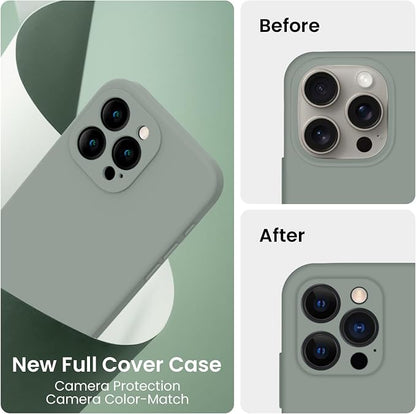 FireNova Designed for iPhone 16 Pro Max Case, Silicone Upgraded [Camera Protection] Phone Case, Soft Anti-Scratch Microfiber Lining Inside, 2024, Calke Green