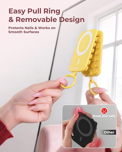 Syncwire Magnetic Suction Phone Mount for MagSafe, Silicone Octo Cup Buddy Sticky Grip Ring Holder, Hands-Free/Selfie/Video for TikTok & Instagram Influencer/Creator, iPhone Compatible,Sunshine Yellow