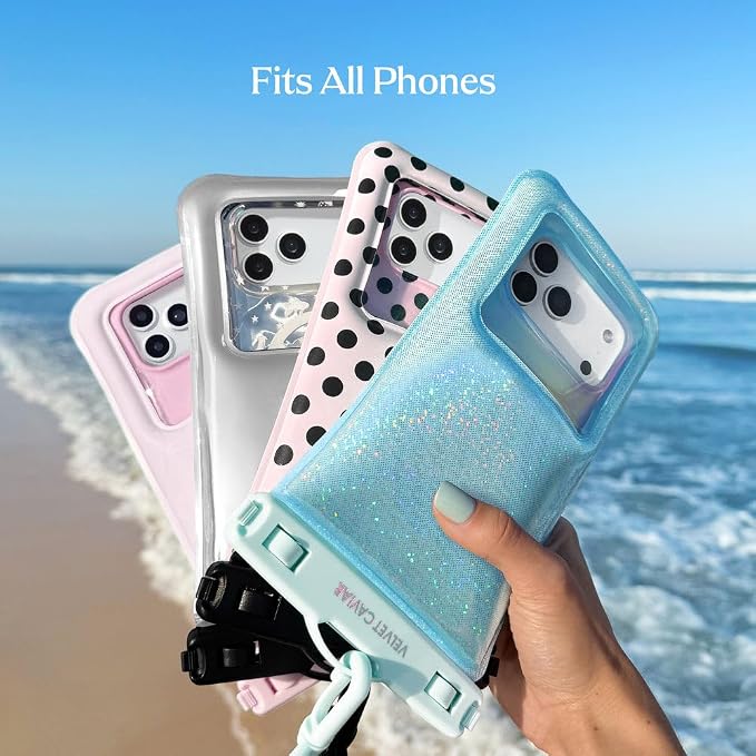 VELVET CAVIAR Waterproof Phone Pouch with Lanyard | IP68 Floating Case for iPhone & All Phones | Dry Bag for Snorkeling, Beach, Kayaking | Travel & Cruise Essentials for Women (Pink Strawberry Milk)