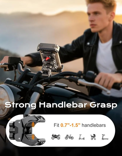 Viccux 2026 Upgrade Motorcycle Phone Mount [Anti-Shake & Vibration Dampener], Super Stable Bike Phone Holder for iPhone 17/16/15/14 & 4.7-6.8" Phones, Phone Holder for Bike/Bicycle/Motorbike/Scooter
