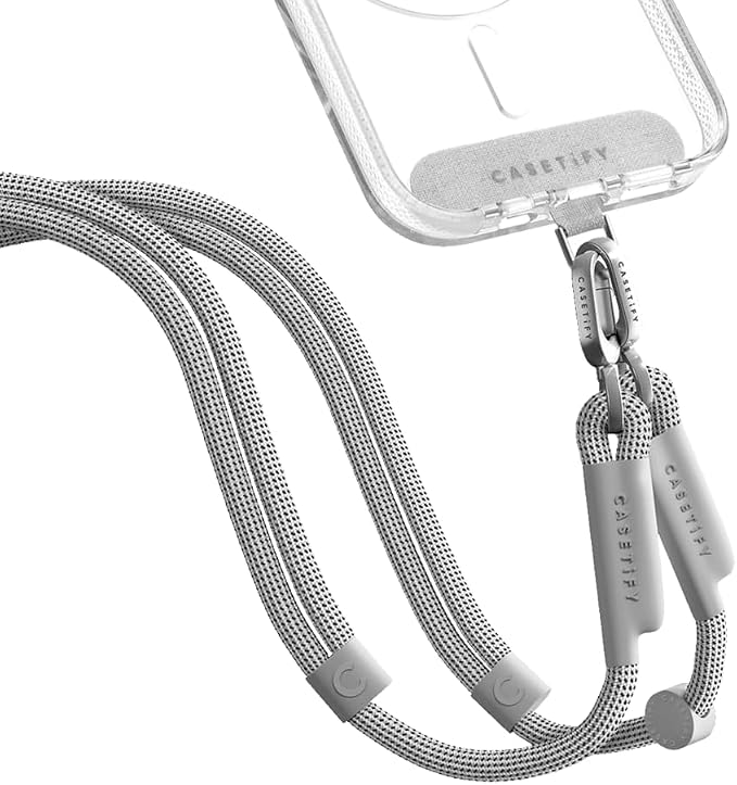 CASETiFY 8mm Rope Cross Body Strap with Card - Heather Grey
