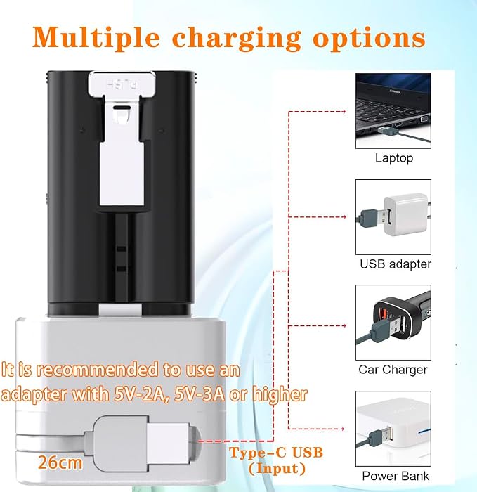 3-Slot Battery Charging Station/Battery Charger/Charging case,with LED Display, Type-C Input,Compatible with Ring Doorbell 2/3/4/3 Plus/Spotlight Cam/Peephole Cam and Other Battery