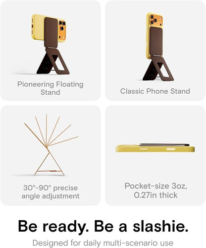 MOFT Phone Tripod Stand Selfie Stick for iPhone, Multi-Angles iPhone Stand, Lightweight & Portable Phone Holder, Strong Magnets, MOVAS Vegan Leather, Travel Essentials, Panna Cotta (Without Card Slot)