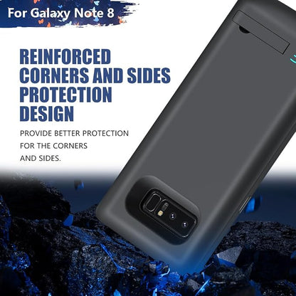Upgraded Battery Case for Samsung Galaxy Note 8, 6500mAh Rechargeable Battery Charging Charger Case, Add 1.4X Extra Juice (6.3 Inches) Black