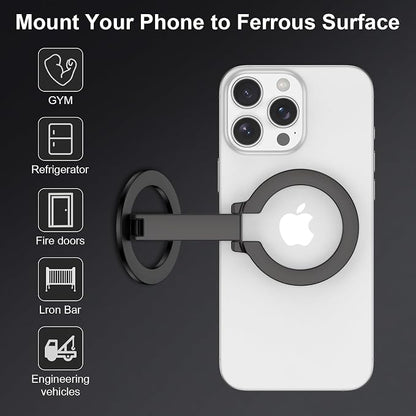 Magnetic Phone Ring Holder with Magsafe, Double Adjustable Gym Finger Ring Grip Phone Stand Mag Kickstand for iPhone 17 16 15 14 13 12 Pro Max Series Magsafe Case, Compatible with Magnetic Car Mount