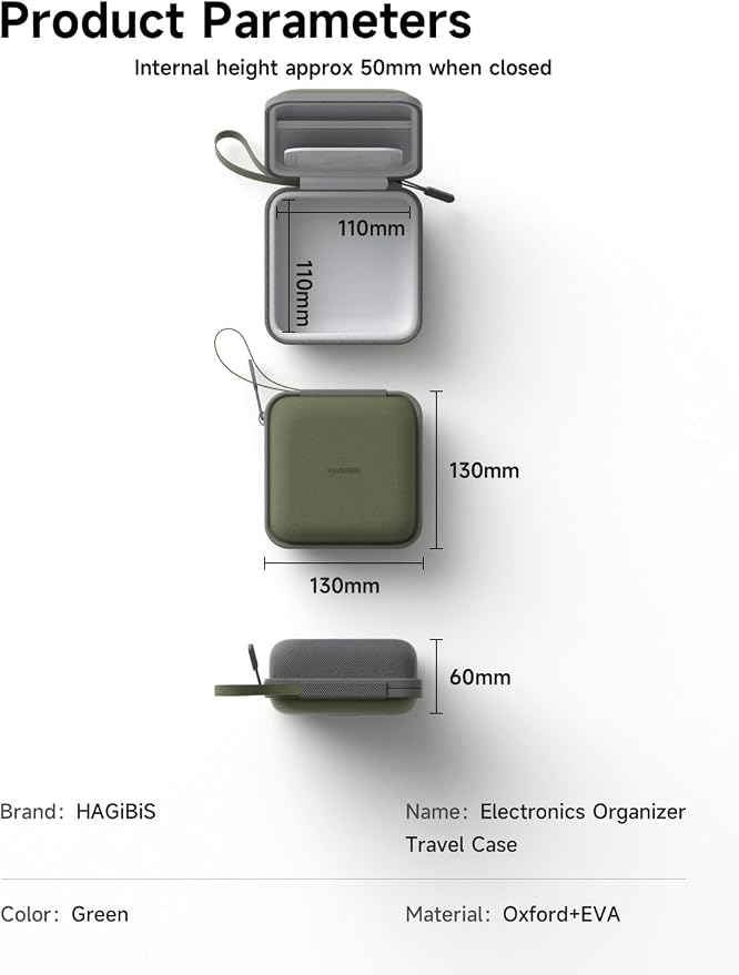 Hagibis Electronics Organizer Travel Case Cable Organizer Bag Pouch Portable Waterproof Carry Case for Cable, Charger,Power Bank, SD Card, Mouse, USB Flash Disk (DPB01 Green)