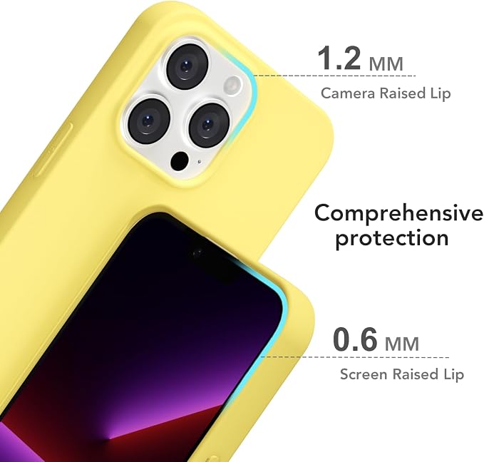 for iPhone 13 Pro Case Silicone Compatible with Magsafe Case, Ultra Slim Thin Magnetic Phone Cases Mag Safe, Cute Soft Rubber Gel TPU Matte Plain Wireless Charging Cover for Women, Yellow
