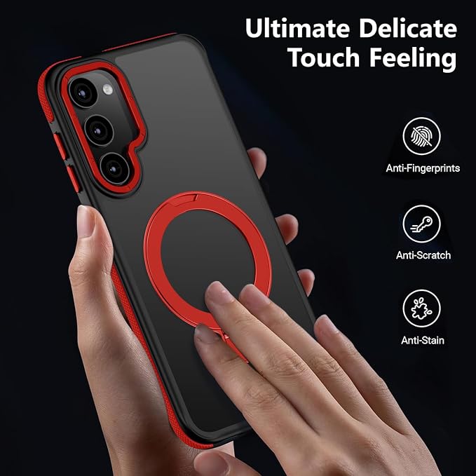 for Samsung Galaxy S23 Plus Case, Magnetic Adjustable Ring Stand [Fit for Magsafe], [Military-Grade Shockproof Protection] Phone Case with Kickstand&Ring Holder (Red)
