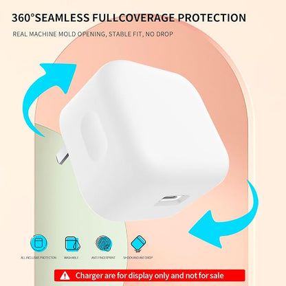 Soft Silicone Charger Case Protective Cover Compatible with Apple 40W Dynamic Power Adapter (60W Max) for MacBook Air13/15 M5 A3449 A3448&iPhone Series, Shockproof 40W Charger Protector, White