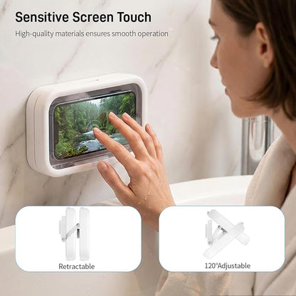 Waterproof Shower Phone Holder - 360° Rotation Case with Anti-Fog & High Sensitivity | Universal Mount Stand for Bathroom Wall, Mirror, Bathtub, Kitchen for Men & Women