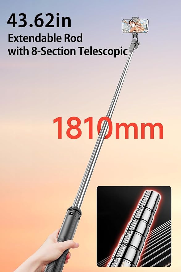 Selfie Stick, Phone Tripod 71" Stand 360 Rotation with Detachable Phone Holder & Wireless Remote, Compatible with All Cell Phones, Camera for Content Creator Vlog Live Stream Video Record
