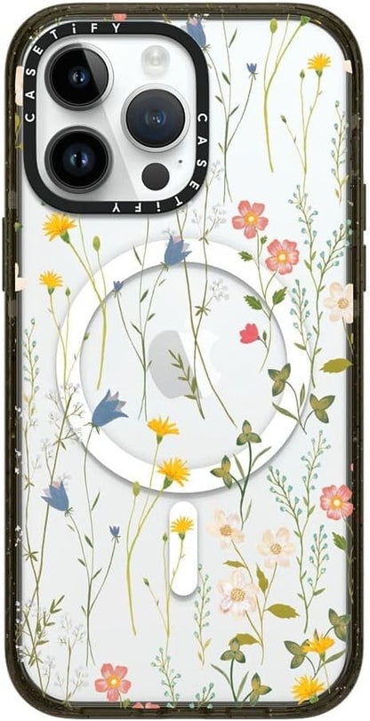 CASETiFY Impact iPhone 14 Pro Max Case [4X Military Grade Drop Tested / 8.2ft Drop Protection/Compatible with Magsafe] - Dreamy Floral Pattern - Glossy Black