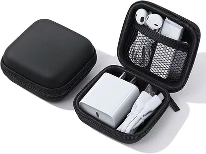 Charger Case,Mini Cable Organizer Cases,Pouch Case Bag | Small Charger Organizer,Waterproof Travel Storage Carrying Bag for USB Drives,Power Adapter,Cords etc,Square,Black