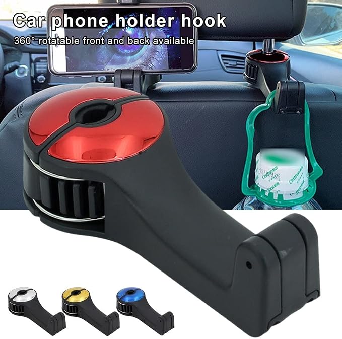 Car Headrest Hook Phone Car Holder Car Hanger for A4 B6 Seat Back Hanger Storage Hook Phone Holder Auto Fastener Clip (Red)