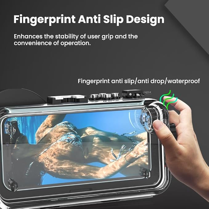 Seafrogs SF-PH-02 Underwater Phone Housing Case Compatible with iPhone 17/16/15, 40M/130ft Waterproof, Vacuum Pump System (Black)