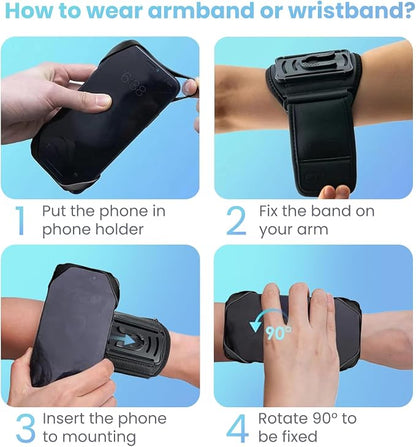 Cikyner Running Armband, 360° Rotatable & Detachable Phone Holder for Sports with Earphone/Cash Pocket, Fits 4.5-7" Smartphones for Gym, Jogging, Hiking