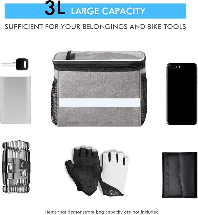 Bike Handlebar Bag - Front Basket with Bike Phone Mount, Bicycle Cooler Pouch Pack for Kids Girls Boys Men Women