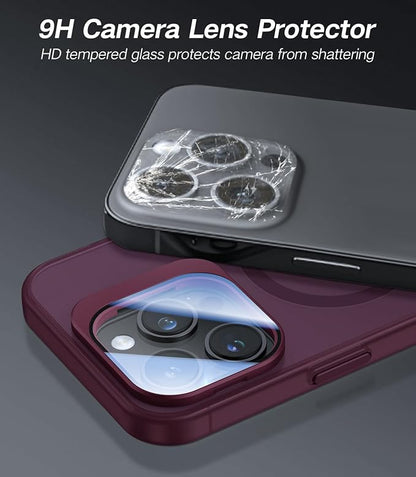 for iPhone 15 Pro Max Case with Camera Cover Stand [Built-in 9H Camera Lens Protector][Fit for Magsafe] Military Grade Shockproof Translucent Matte Magnetic Phone Case 6.7", Red