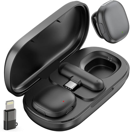 Wireless Lavalier Microphone for iPhone 17/16/15 - Ai Noise Cancelling Mini Microphone USB C Clip on Lapel Mic with Charging Case for Video Recording Vlogging Tiktok YouTube