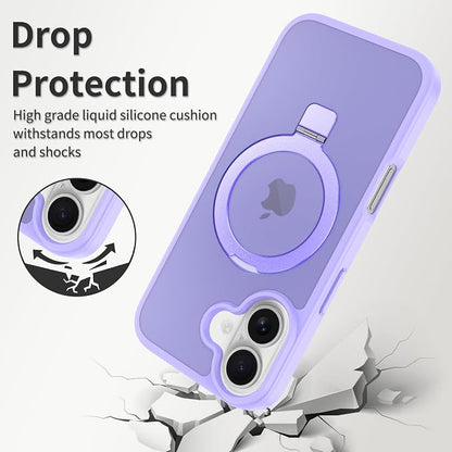 Ultra-Magnetic Stand for iPhone 17 Case [Military Drop Protection] [Compatible with MagSafe] Shockproof Translucent Matte Slim Ring Holder Case for iPhone 17 (Lavender Purple)