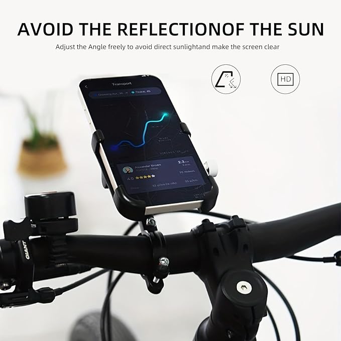 ThinkRider The Ultimate MTB Phone Mount Stand: 360° Rotatable Aluminum Adjustable Non-Slip Cycling Bracket