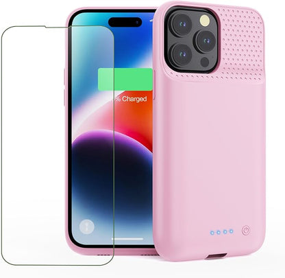 Feob Battery Case for iPhone 14 Pro Max,[2026 Upgraded] 8600mAh Ultra-Slim Portable Extended Charger Case Cover for iPhone 13 Pro Max Charging Case (6.7 Inch)-Pink